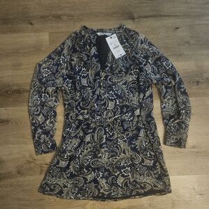 Zara Blue and Gold Patterned Dress